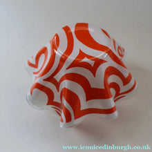 Load image into Gallery viewer,  1960s CHANCE GLASS Handkerchief Vase. Highly Sought After Geometric Decoration
