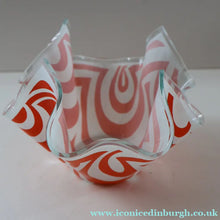 Load image into Gallery viewer,  1960s CHANCE GLASS Handkerchief Vase. Highly Sought After Geometric Decoration
