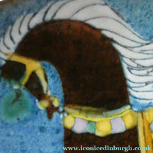 Load image into Gallery viewer, 1960s CHELSEA Studio Pottery (Joyce Morgan) Footed Shallow Bowl. Hand-Painted Horse Design
