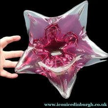 Load image into Gallery viewer, 1960s Chribska PINK STAR Czech / Bohemian CHUNKY Art Glass Bowl

