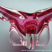 Load image into Gallery viewer, 1960s Chribska PINK STAR Czech / Bohemian CHUNKY Art Glass Bowl
