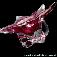 Load image into Gallery viewer, 1960s Chribska PINK STAR Czech / Bohemian CHUNKY Art Glass Bowl
