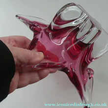 Load image into Gallery viewer, 1960s Chribska PINK STAR Czech / Bohemian CHUNKY Art Glass Bowl
