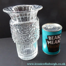 Load image into Gallery viewer, Vintage Clear Glass Vase with Trumpet Shaped Rim and Dimpled Neck; Probably Czech Sklo
