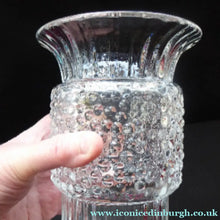 Load image into Gallery viewer, Vintage Clear Glass Vase with Trumpet Shaped Rim and Dimpled Neck; Probably Czech Sklo
