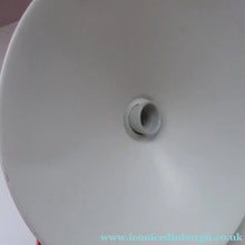 Load image into Gallery viewer, Rare 1960s CZECH Red and White Enamel Flying Saucer Hanging Ceiling Pendant LAMPSHADE. With Original Napako Label
