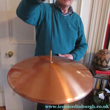 Load image into Gallery viewer, 1960s Danish Aluminium FLYING SAUCER Ceiling Light with Anodised Copper Exterior Finish &amp; Original Diffuser 
