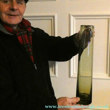 Load image into Gallery viewer, Per Lutken for Holmegaard. Olive-Grey Tubular Chimney Vase. Signed and dated 1960
