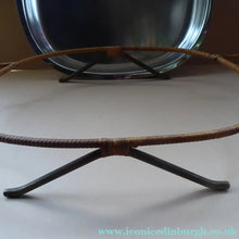 Load image into Gallery viewer, 1960s DANISH LUNDTOFTE Stainless Steel Serving Dish. Rare with Original Metal Cane Coated Serving Stand
