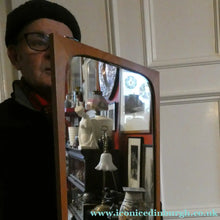 Load image into Gallery viewer, 1960s DANISH Pedersen &amp; Hansen (P&amp;H) wall mirror in a teak wooden frame with a small integrated shelf.
