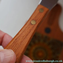 Load image into Gallery viewer, 1960s DANISH TEAK Vintage Cheese or Chopping Board with Ceramic Tile &amp; Orirignal Cheese Knife
