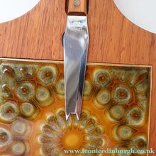 Load image into Gallery viewer, 1960s DANISH TEAK Vintage Cheese or Chopping Board with Ceramic Tile &amp; Orirignal Cheese Knife
