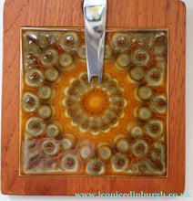 Load image into Gallery viewer, 1960s DANISH TEAK Vintage Cheese or Chopping Board with Ceramic Tile &amp; Orirignal Cheese Knife
