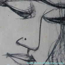 Load image into Gallery viewer, 1960s Nigel Lambourne Black Chalk Nude Study Drawing

