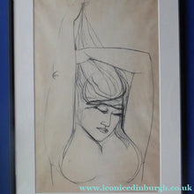 Load image into Gallery viewer, 1960s Nigel Lambourne Black Chalk Nude Study Drawing
