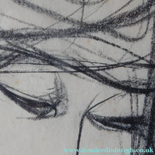 Load image into Gallery viewer, 1960s Nigel Lambourne Black Chalk Nude Study Drawing
