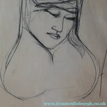 Load image into Gallery viewer, 1960s Nigel Lambourne Black Chalk Nude Study Drawing
