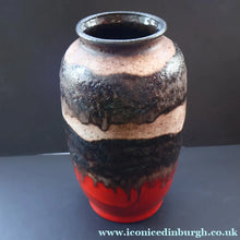 Load image into Gallery viewer, 1960s Dumler &amp; Breiden West German Vase. Attractive Red Beige and Black Lava Glazes - European Ceramics
