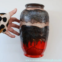 Load image into Gallery viewer, 1960s Dumler &amp; Breiden West German Vase. Attractive Red Beige and Black Lava Glazes - European Ceramics
