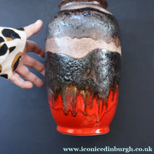 Load image into Gallery viewer, 1960s Dumler &amp; Breiden West German Vase. Attractive Red Beige and Black Lava Glazes - European Ceramics
