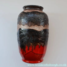 Load image into Gallery viewer, 1960s Dumler &amp; Breiden West German Vase. Attractive Red Beige and Black Lava Glazes - European Ceramics

