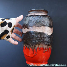 Load image into Gallery viewer, 1960s Dumler &amp; Breiden West German Vase. Attractive Red Beige and Black Lava Glazes - European Ceramics
