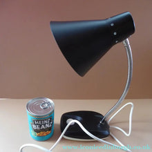 Load image into Gallery viewer, VINTAGE 1960s ENDON Black Enamel Metal Desk Lamp with Finger Button on the Base. Good Condition
