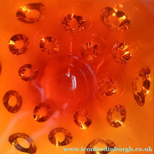 Load image into Gallery viewer, FERRO GALLIANO: 1960s MURANO Chunky Glass Bowl. Vintage Sommerso Geode Red, Yellow and Clear Glass with Dimples
