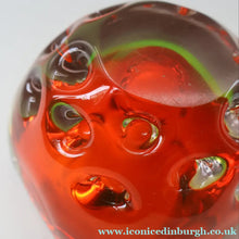 Load image into Gallery viewer, FERRO GALLIANO: 1960s MURANO Chunky Glass Bowl. Vintage Sommerso Geode Red, Yellow and Clear Glass with Dimples
