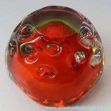 Load image into Gallery viewer, FERRO GALLIANO: 1960s MURANO Chunky Glass Bowl. Vintage Sommerso Geode Red, Yellow and Clear Glass with Dimples
