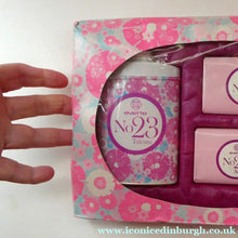 Load image into Gallery viewer, Vintage 1960s FLOWER POWER Cosmetics. 1960s No.23 by Evette. Powder, Soaps and Bath Cubes 
