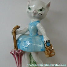 Load image into Gallery viewer, 1960s Goebel Comical Lady Cat with Umbrella Designed by Albert Staehle
