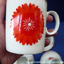Load image into Gallery viewer, Vintage 1960s THOMAS ROSENTHAL Orange Flower Power Cup &amp; Saucer. Five Available
