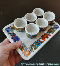 Load image into Gallery viewer, 1960s Villeroy &amp; Boch Set of Six Egg Cugs on Original Stand ACAPULCO
