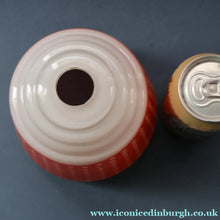 Load image into Gallery viewer, Vintage 1960s Glass Lamp Shade. White Glass with Printed Red Polka Dot Pattern
