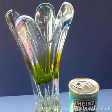 Load image into Gallery viewer, Josef HOSPODKA / Chribska; Czechoslovakia. Fine Chunky 1960s Pale Blue and Lime Green Glass Vase
