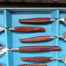 Load image into Gallery viewer, 1960s Glosswood Cutlery Six Dessert Spoons and Serving Spoon
