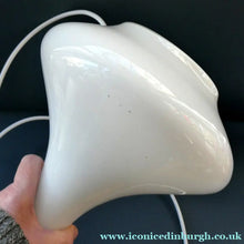 Load image into Gallery viewer, Vintage 1960s HOLMEGAARD Glass Lamp (RE-WIRED) with Brass Neck Fitting. Ice White Coloured Glass. 14 1/2 inches tall
