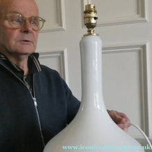 Load image into Gallery viewer, 1960s White Danish Holmegaard Glass Lamp. 14 1/2 inches in height
