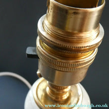 Load image into Gallery viewer, 1960s White Danish Holmegaard Glass Lamp. 14 1/2 inches in height
