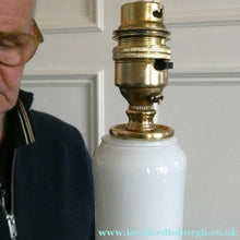 Load image into Gallery viewer, 1960s White Danish Holmegaard Glass Lamp. 14 1/2 inches in height
