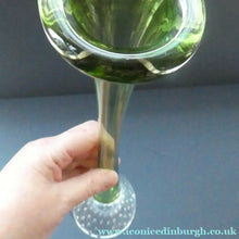 Load image into Gallery viewer, Vintage 1960s SWEDISH Aseda Glass Tall Stem Vases. Green Bo Borgstorm Bone Vase. 12 1/2 inches
