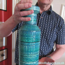 Load image into Gallery viewer, Large Vintage 1960s BITOSSI Table Lamp with More Unusual Sgraffito Striped Pattern
