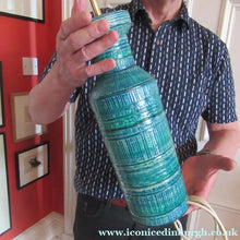 Load image into Gallery viewer, Large Vintage 1960s BITOSSI Table Lamp with More Unusual Sgraffito Striped Pattern
