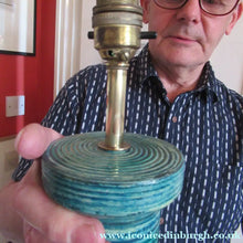 Load image into Gallery viewer, Large Vintage 1960s BITOSSI Table Lamp with More Unusual Sgraffito Striped Pattern
