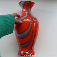 Load image into Gallery viewer, Large Bulbous Italian V.B Opaline ZEBRA Stripe Glass Vase. 13 1/4 inches in height 
