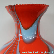 Load image into Gallery viewer, Large Bulbous Italian V.B Opaline ZEBRA Stripe Glass Vase. 13 1/4 inches in height 
