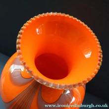 Load image into Gallery viewer, Large Bulbous Italian V.B Opaline ZEBRA Stripe Glass Vase. 13 1/4 inches in height
