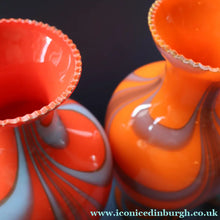 Load image into Gallery viewer, Large Bulbous Italian V.B Opaline ZEBRA Stripe Glass Vase. 13 1/4 inches in height
