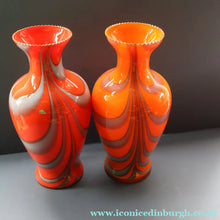 Load image into Gallery viewer, Large Bulbous Italian V.B Opaline ZEBRA Stripe Glass Vase. 13 1/4 inches in height
